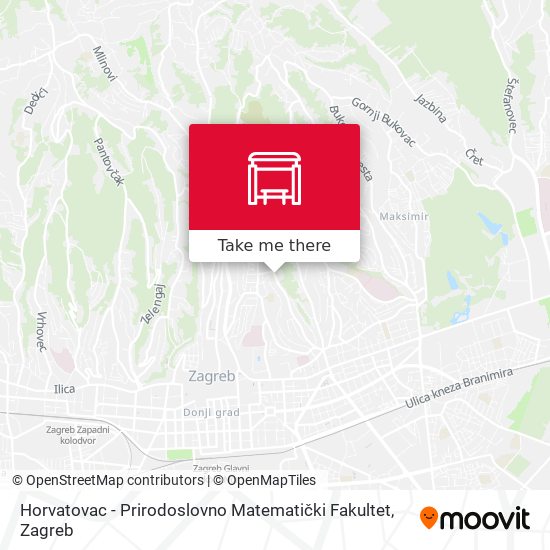 Horvatovac - Prirodoslovno Matematički Fakultet map