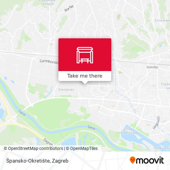 Špansko-Okretište map