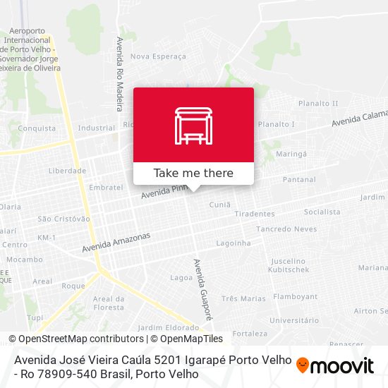 Mapa Avenida José Vieira Caúla 5201 Igarapé Porto Velho - Ro 78909-540 Brasil