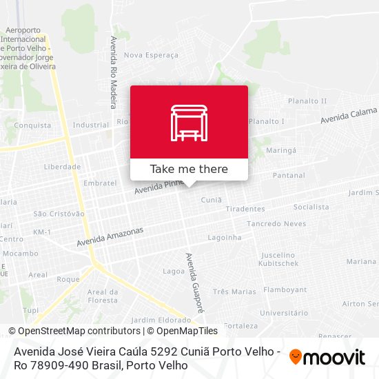 Mapa Avenida José Vieira Caúla 5292 Cuniã Porto Velho - Ro 78909-490 Brasil