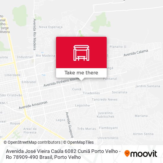 Mapa Avenida José Vieira Caúla 6082 Cuniã Porto Velho - Ro 78909-490 Brasil