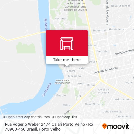 Mapa Rua Rogério Weber 2474 Caiari Porto Velho - Ro 78900-450 Brasil