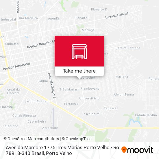 Mapa Avenida Mamoré 1775 Três Marias Porto Velho - Ro 78918-340 Brasil