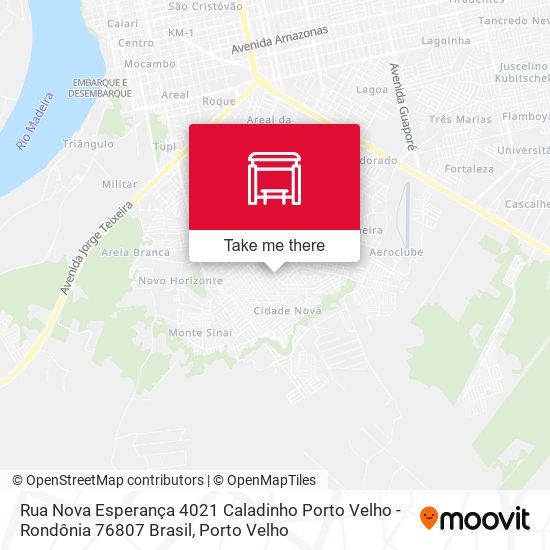 Mapa Rua Nova Esperança 4021 Caladinho Porto Velho - Rondônia 76807 Brasil