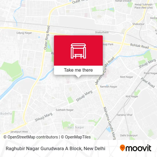 Raghubir Nagar Gurudwara A Block map