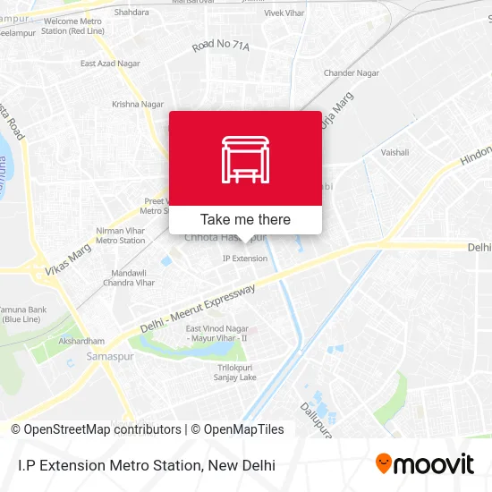 I.P Extension Metro Station map
