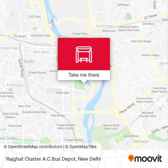 Rajghat Cluster A.C.Bus Depot map