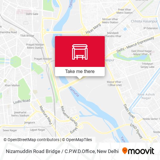 Nizamuddin Road Bridge / C.P.W.D.Office map
