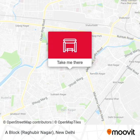 A Block (Raghubir Nagar) map