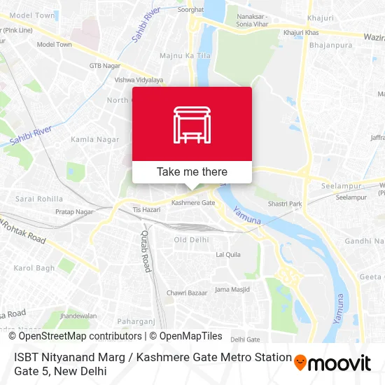 ISBT Nityanand Marg / Kashmere Gate Metro Station Gate 5 map