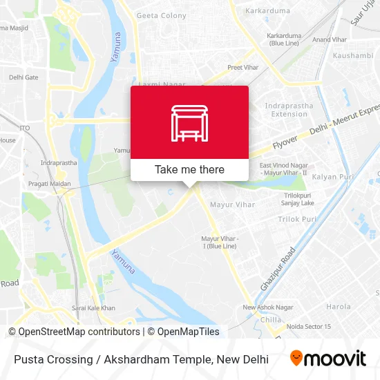 Pusta Crossing / Akshardham Temple map