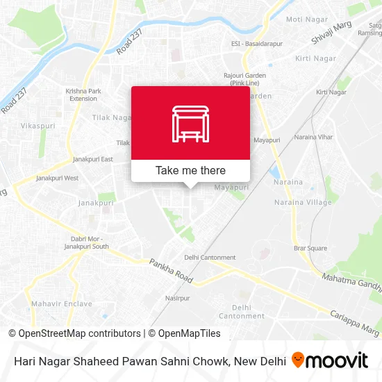 Hari Nagar Shaheed Pawan Sahni Chowk map