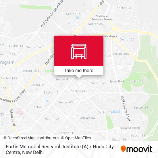 Fortis Memorial Research Institute (A) / HUDA City Centre map