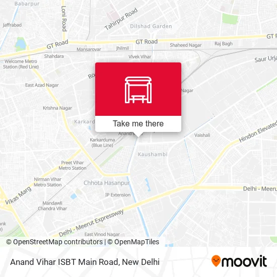 Anand Vihar ISBT Main Road map