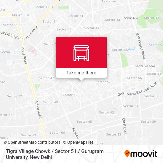 Tigra Village Chowk / Sector 51 / Gurugram University map