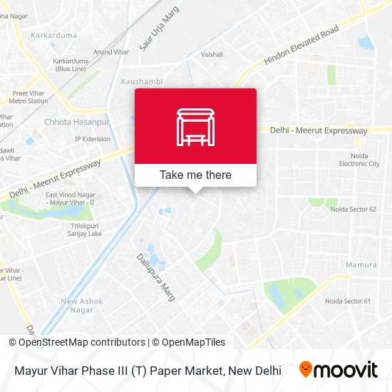 Mayur Vihar Phase III (T) Paper Market map