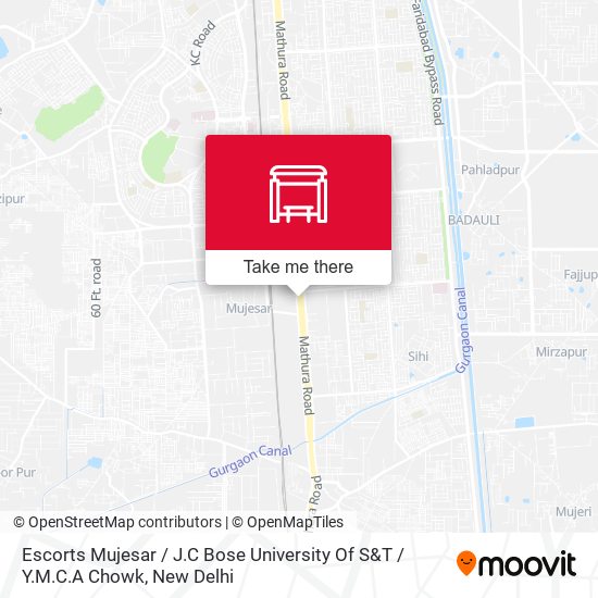 Escorts Mujesar / J.C Bose University Of S&T / Y.M.C.A Chowk map