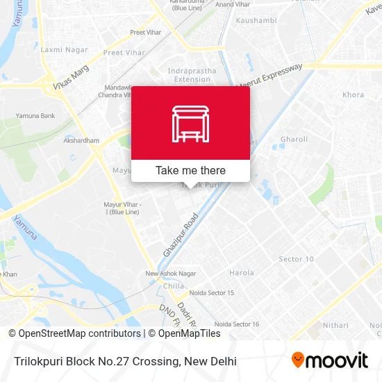 Trilokpuri Block No.27 Crossing map