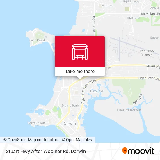 Stuart Hwy After Woolner Rd map