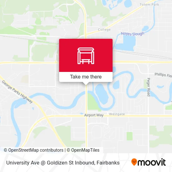 Mapa de University Ave @ Goldizen St Inbound