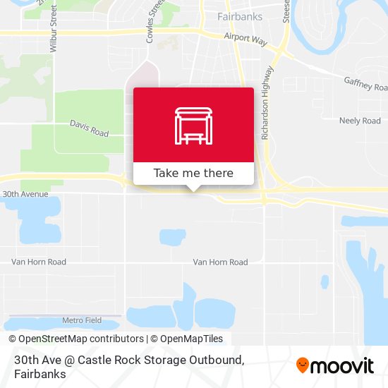 30th Ave @ Castle Rock Storage Outbound map
