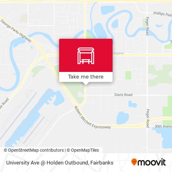 University Ave @ Holden  Outbound map