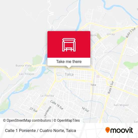 Mapa de Calle 1 Poniente / Cuatro Norte