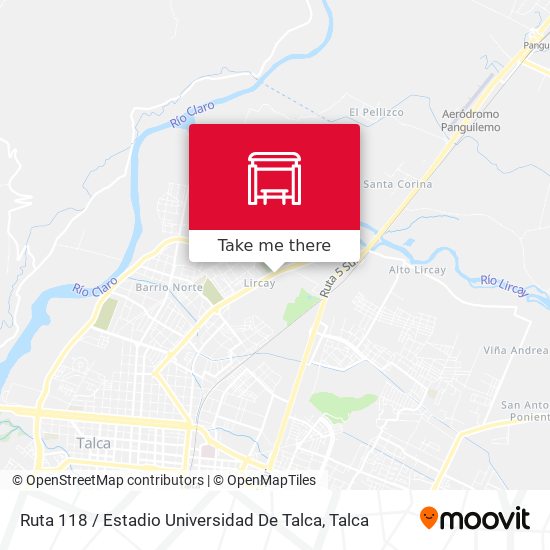 Mapa de Ruta 118 / Estadio Universidad De Talca