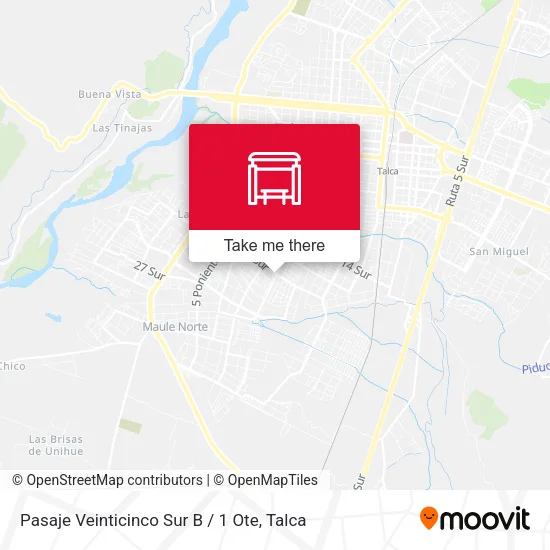 Mapa de Pasaje Veinticinco Sur B / 1 Ote