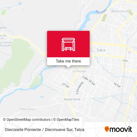 Mapa de Diecisiete Poniente / Diecinueve Sur