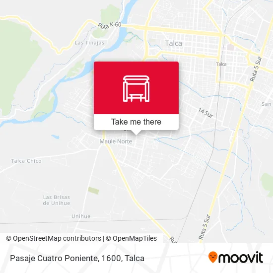 Pasaje Cuatro Poniente, 1600 map