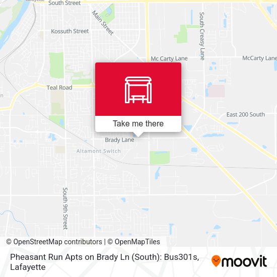 Pheasant Run Apts on Brady Ln (South): Bus301s map