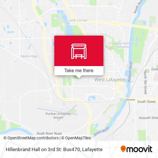 Mapa de Hillenbrand Hall on 3rd St: Bus470