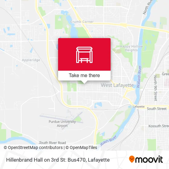 Mapa de Hillenbrand Hall on 3rd St: Bus470