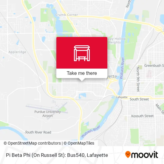 Mapa de Pi Beta Phi (On Russell St): Bus540