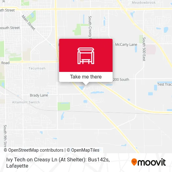 Mapa de Ivy Tech on Creasy Ln (At Shelter): Bus142s
