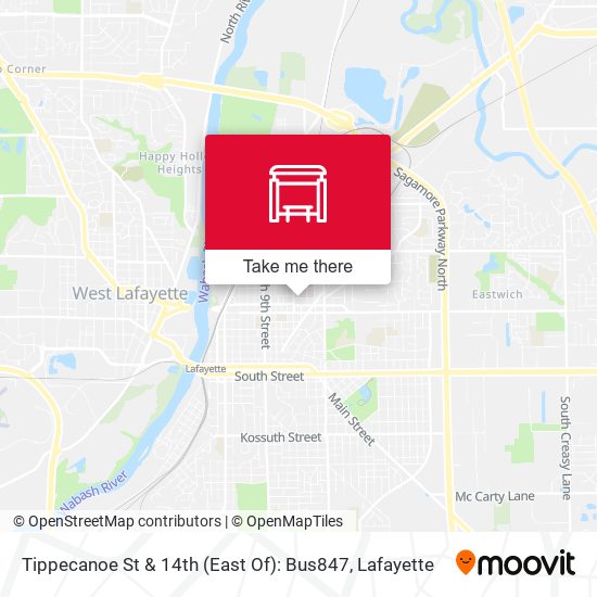 Tippecanoe St & 14th (East Of): Bus847 map