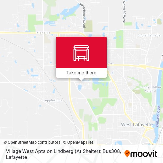 Village West Apts on Lindberg (At Shelter): Bus308 map