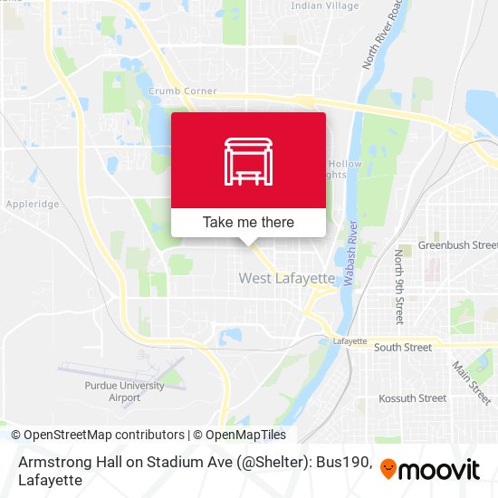 Mapa de Armstrong Hall on Stadium Ave (@Shelter): Bus190