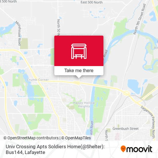 Mapa de Univ Crossing Apts Soldiers Home(@Shelter): Bus144