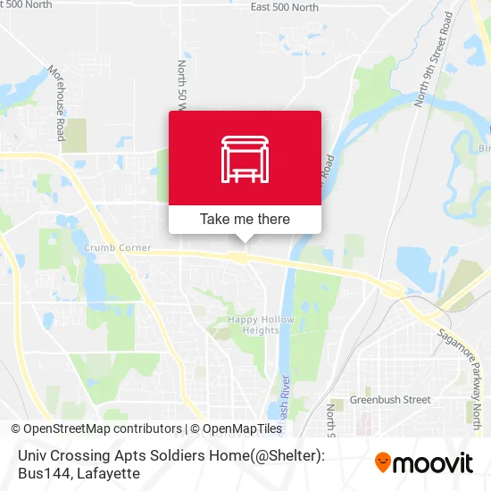 Mapa de Univ Crossing Apts Soldiers Home(@Shelter): Bus144