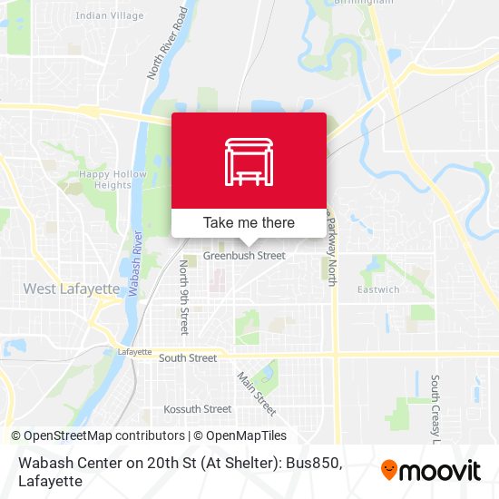 Wabash Center on 20th St (At Shelter): Bus850 map