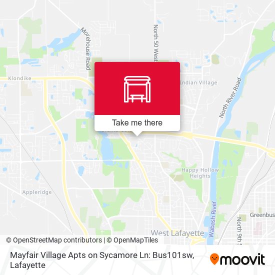 Mapa de Mayfair Village Apts on Sycamore Ln: Bus101sw