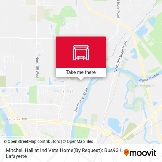 Mitchell Hall at Ind Vets Home(By Request): Bus931 map