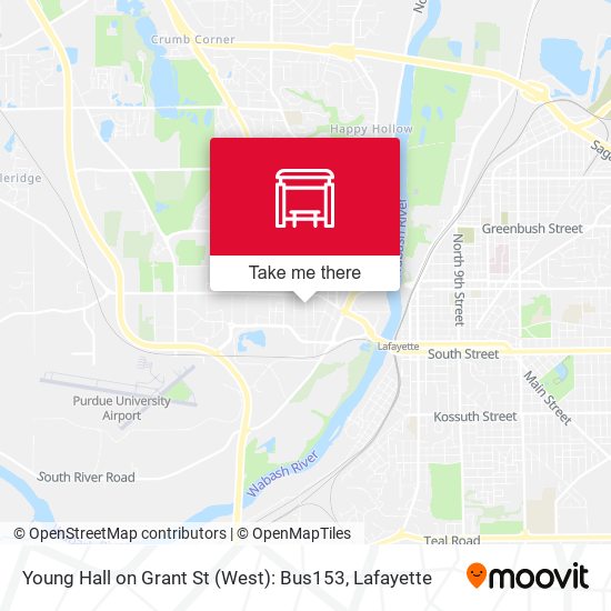 Young Hall on Grant St (West): Bus153 map
