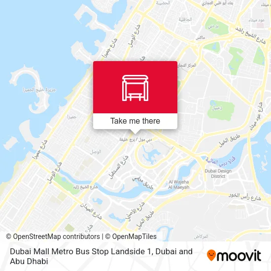 Dubai Mall Metro Bus Stop Landside 1 map