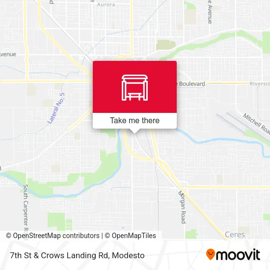 Mapa de 7th St & Crows Landing Rd