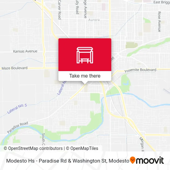 Modesto Hs - Paradise Rd & Washington St map