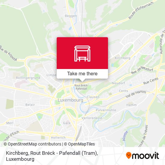 Kirchberg, Rout Bréck - Pafendall (Tram) map