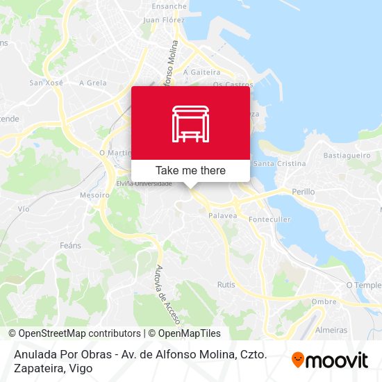 Anulada Por Obras - Av. de Alfonso Molina, Czto. Zapateira map